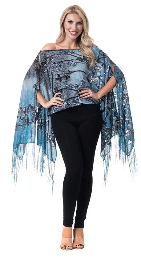 7 Way Scroll Flower Scarf