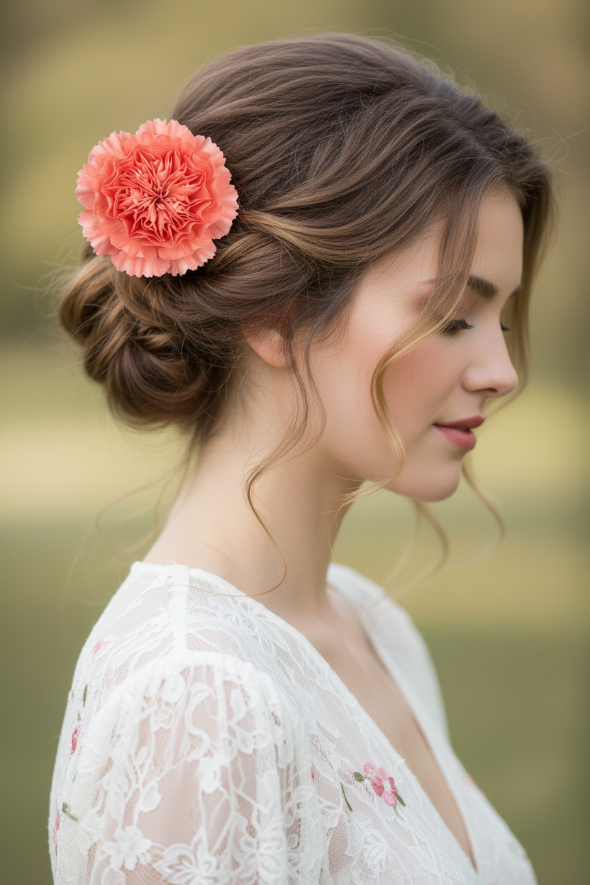 Coral Kiss Bloom Hair Clip