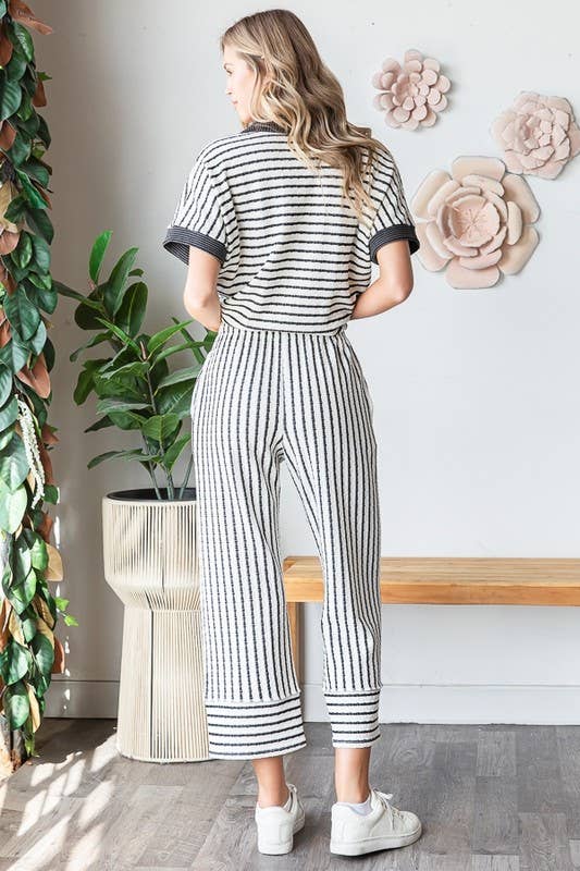 Jacquard Stripe Cropped Pants