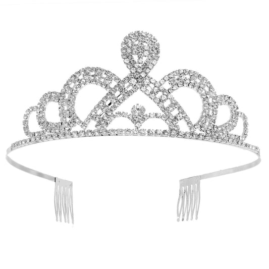 Crystal Rhinestone Scalloped Princess Comb Tiara