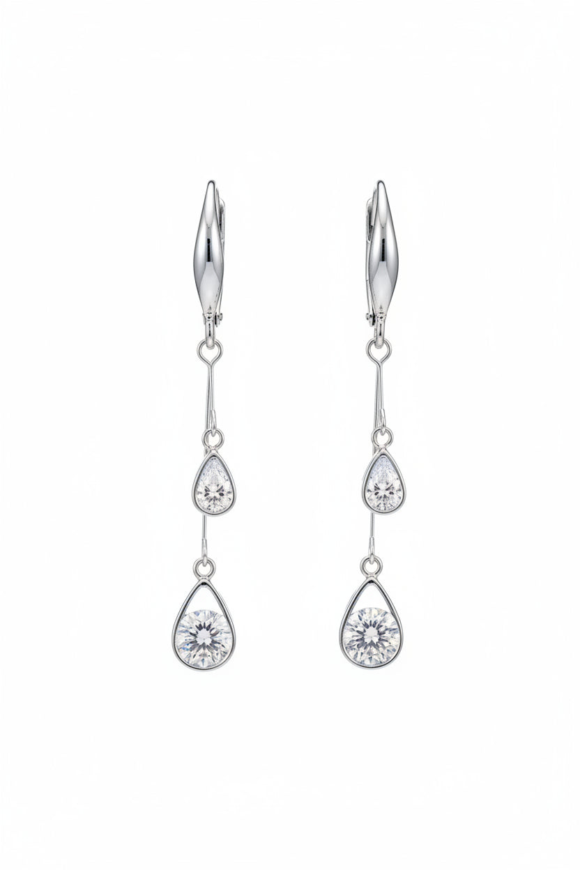 Silver Eclipse CZ Drop Earrings
