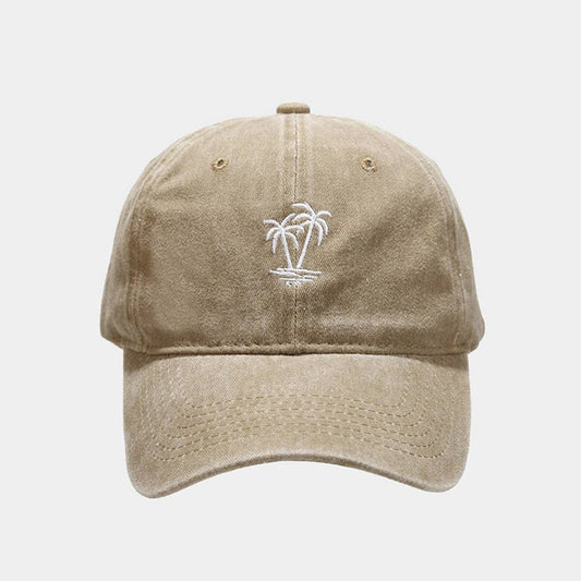 Palm Tree Embroidered Vintage Washed Baseball Hat