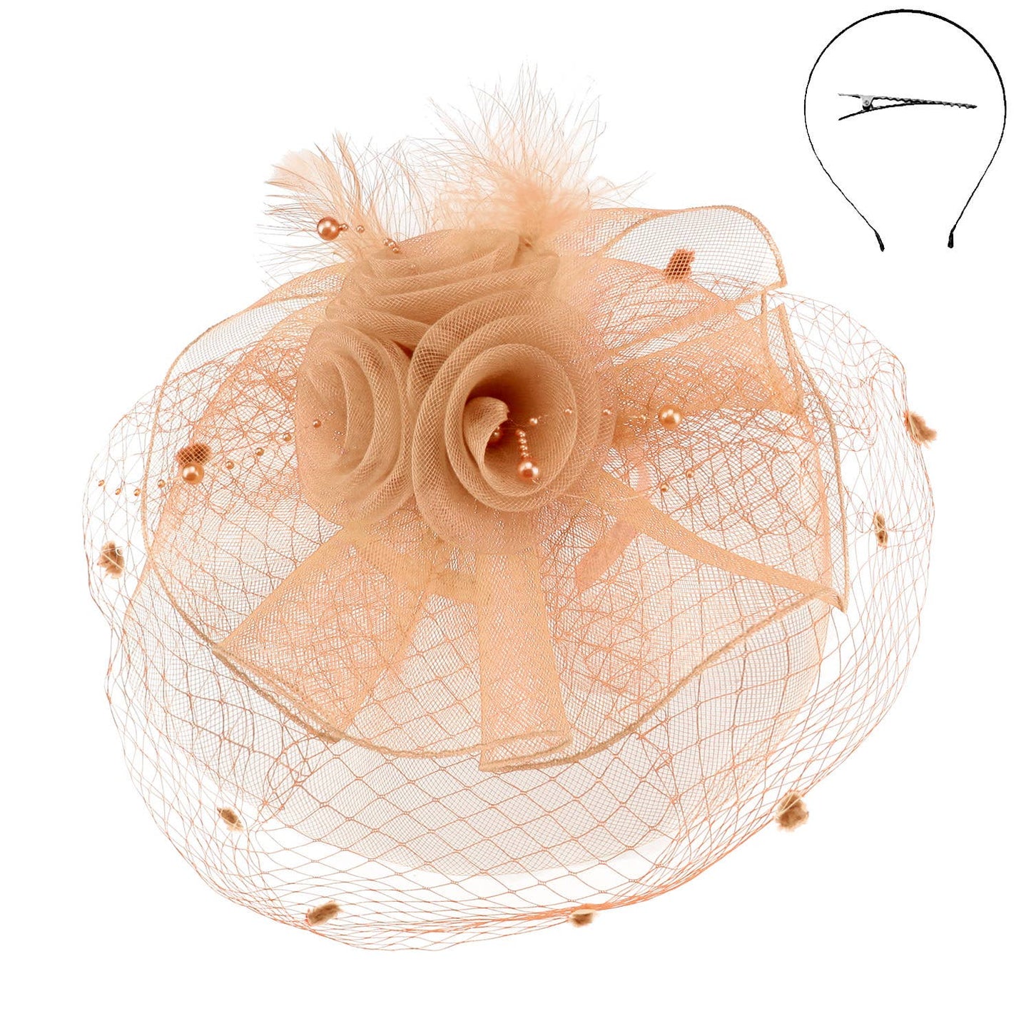 Copper Rose Veil Fascinator
