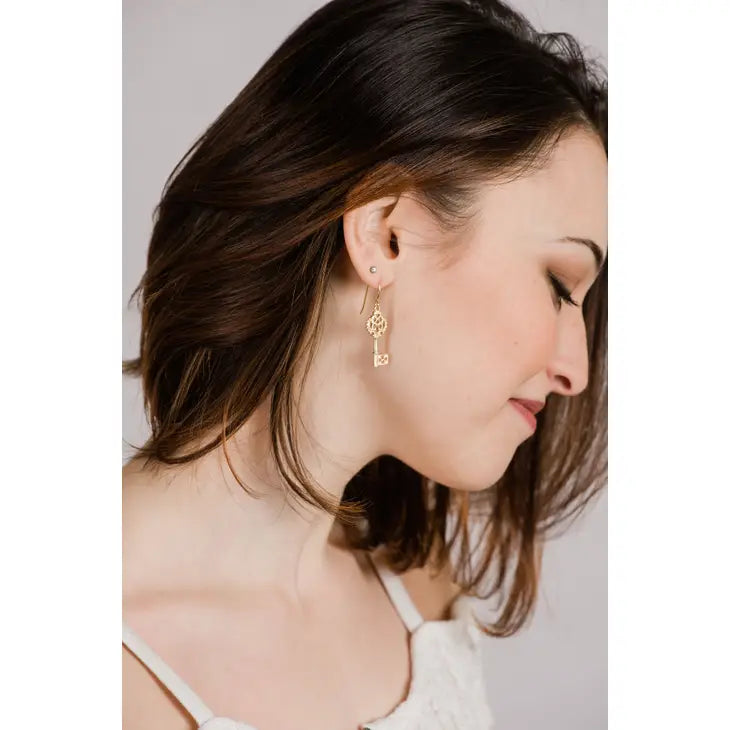Gold Key Earrings