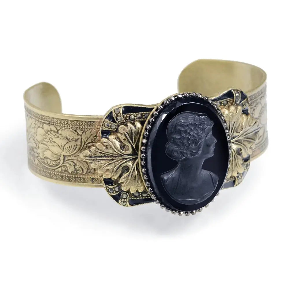 Vintage Jet Cameo Bracelet