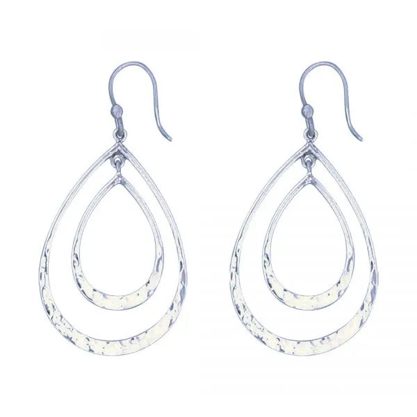 Two Hammered Teardrop Earrings