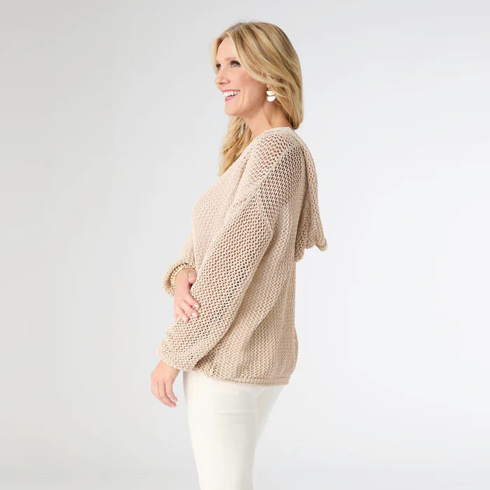Celandine Open Weave Hooded Sweater