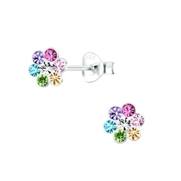 Crystal Flower Post Earrings