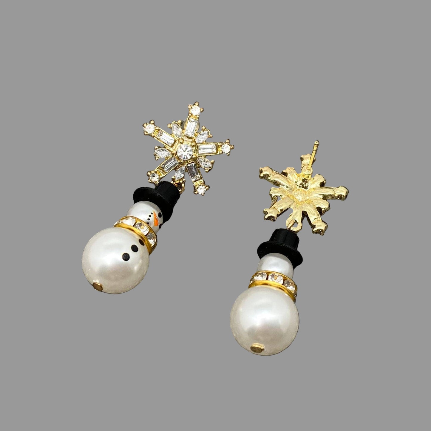 Sparkling Snowman Snowflake Earrings