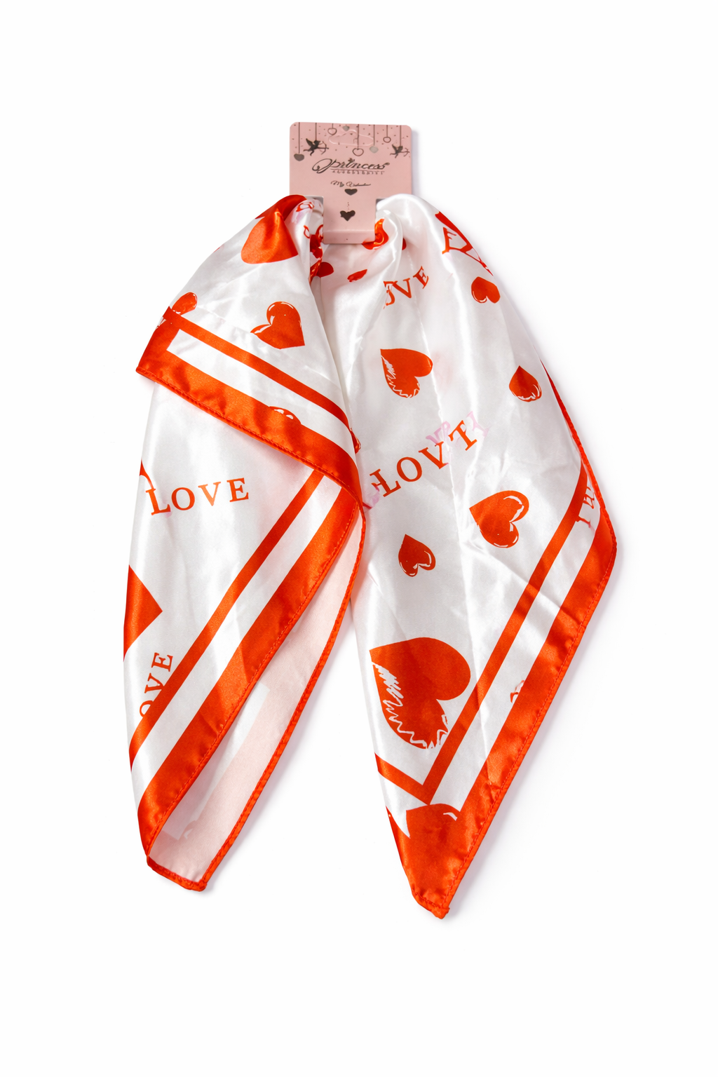 Multiuse Heart Print Satin Scarf