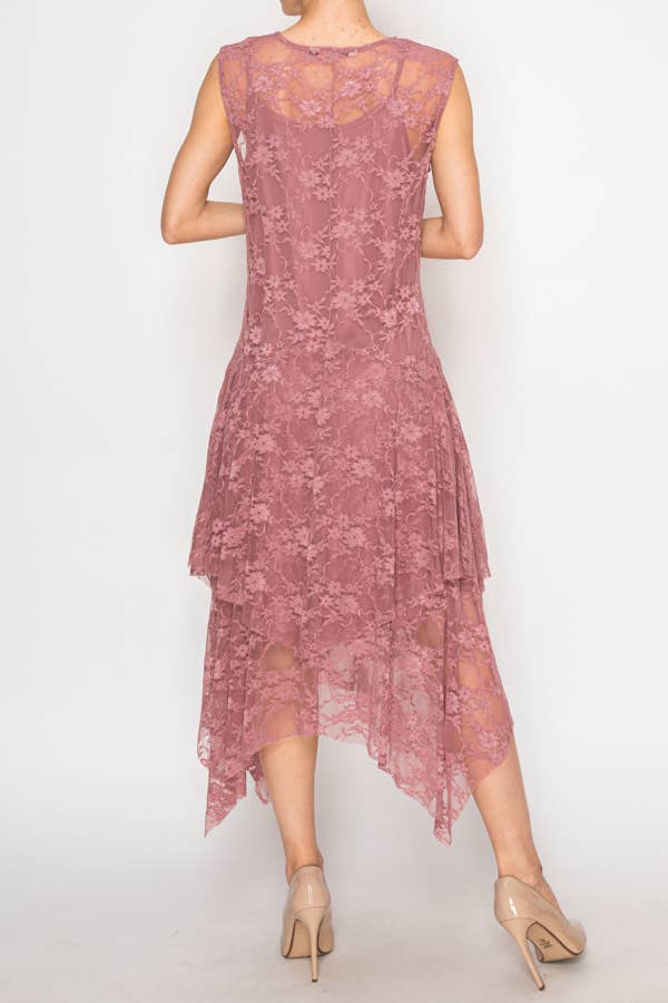 Sleeveless Tiered All Lace Dress