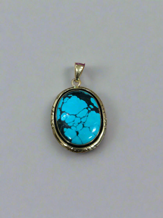 Blue Cracked Turquoise Pendant
