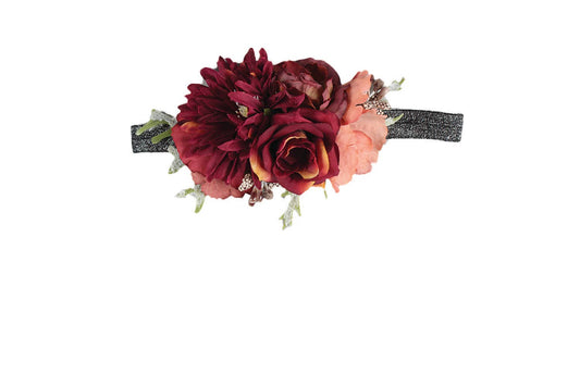 Winter Floral Headband | Burgundy