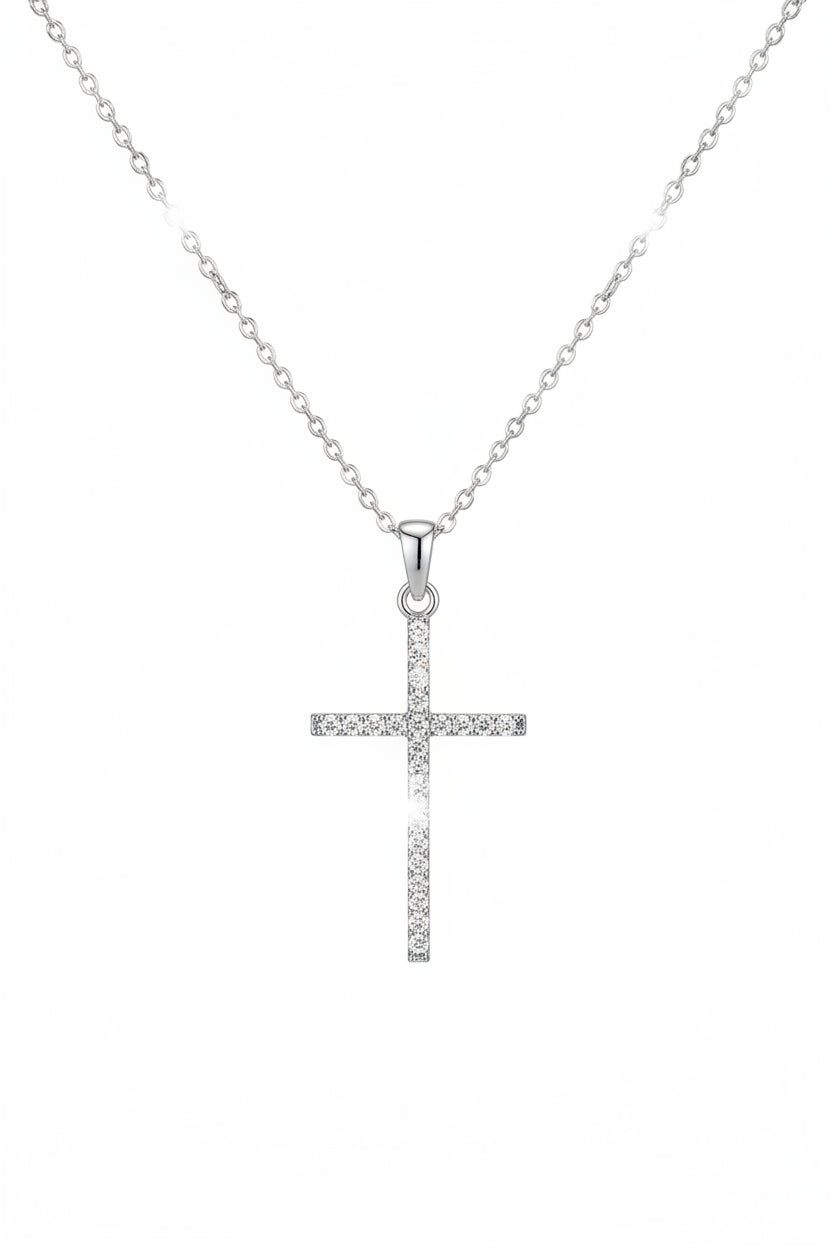 Graceful Light Crystal Cross Necklace