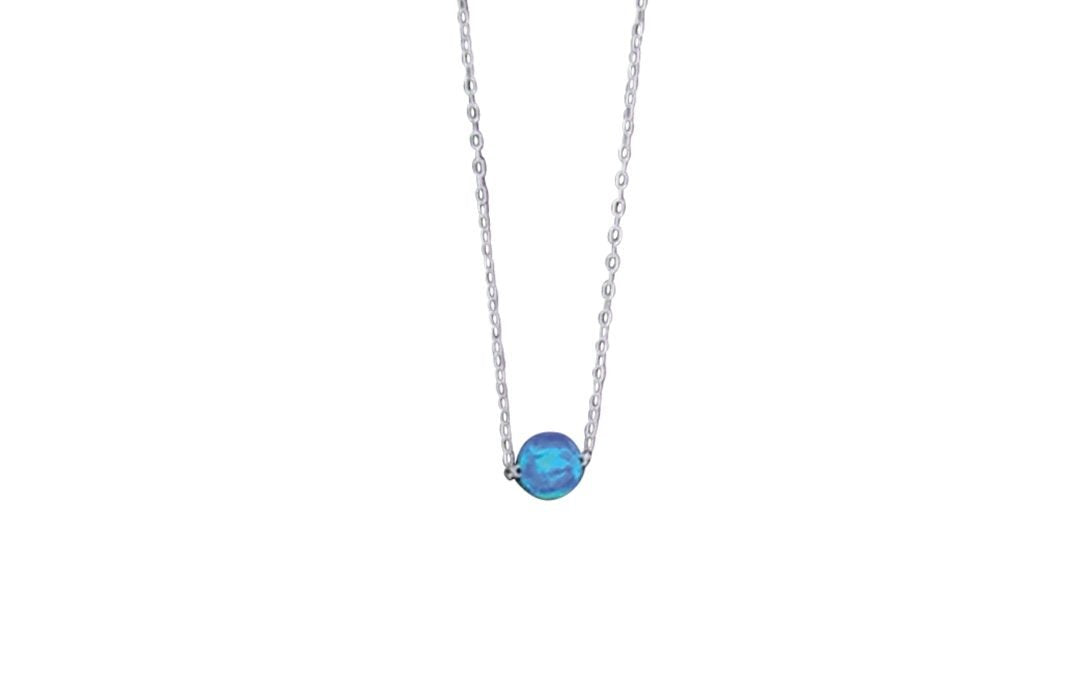 Blue Opal Bead Necklace