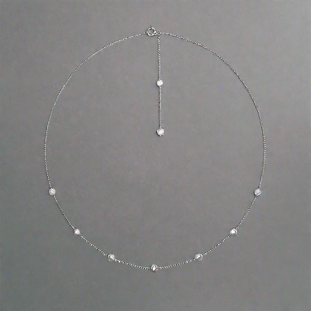 7 Pearl Beads Silver Necklace