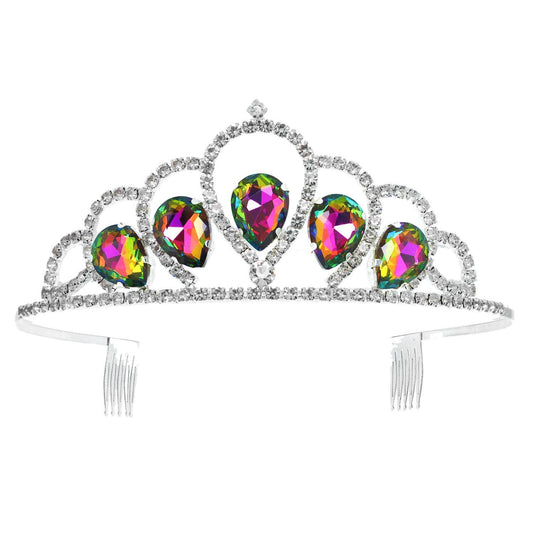 Teardrop Crystal Rhinestone Princess Comb Tiara