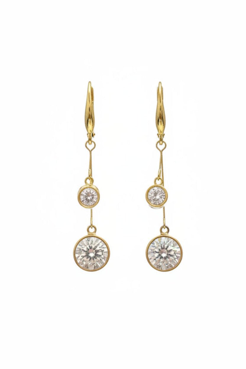 Golden Eclipse CZ Drop Earrings