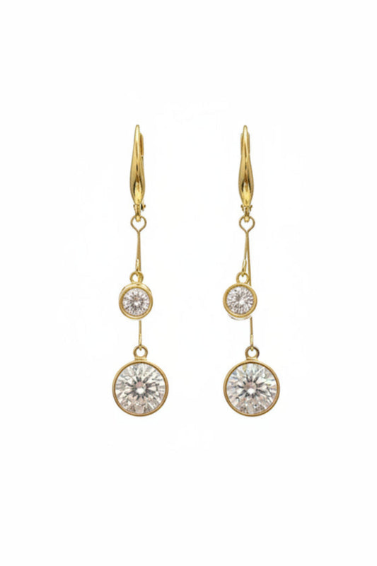 Golden Eclipse CZ Drop Earrings