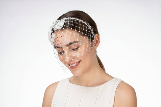 Vintage Rhinestone Veil Flower Headband