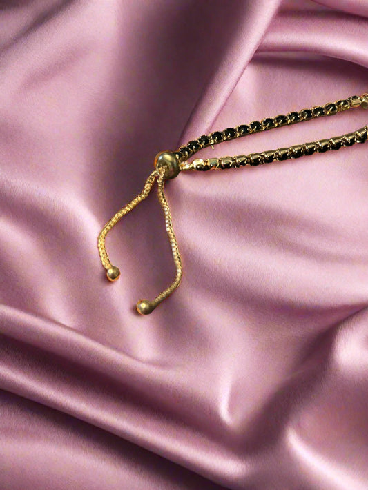 Black Beaded Gold Bracelet