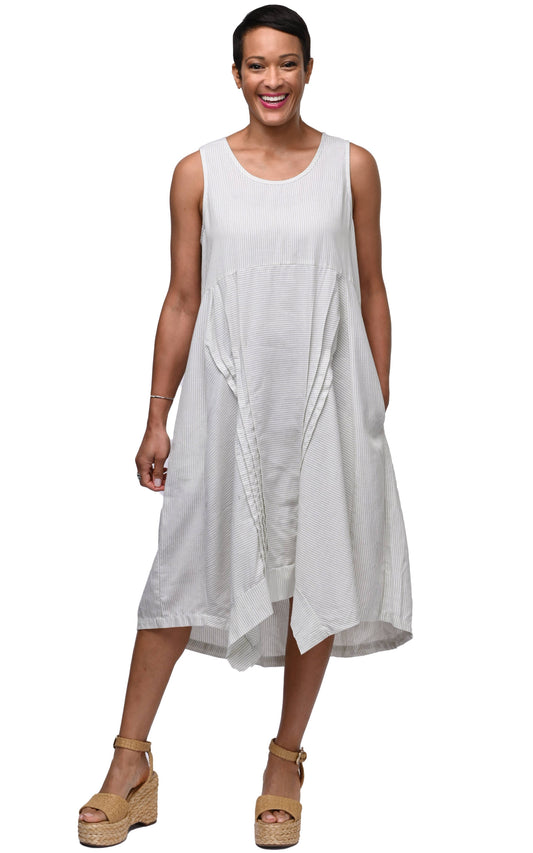 Lennon Dress in Sage Stripe