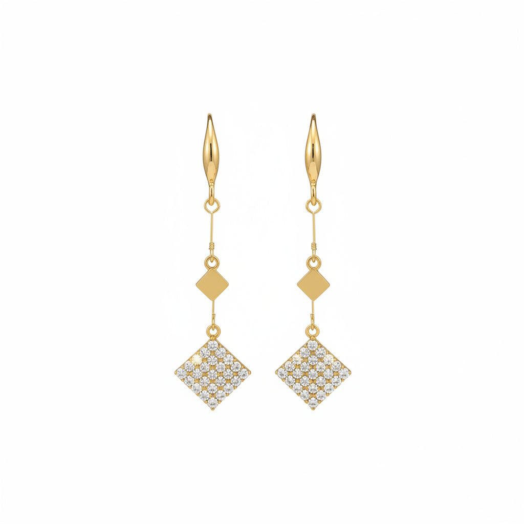 Golden Luxe CZ Diamond Drop Earrings