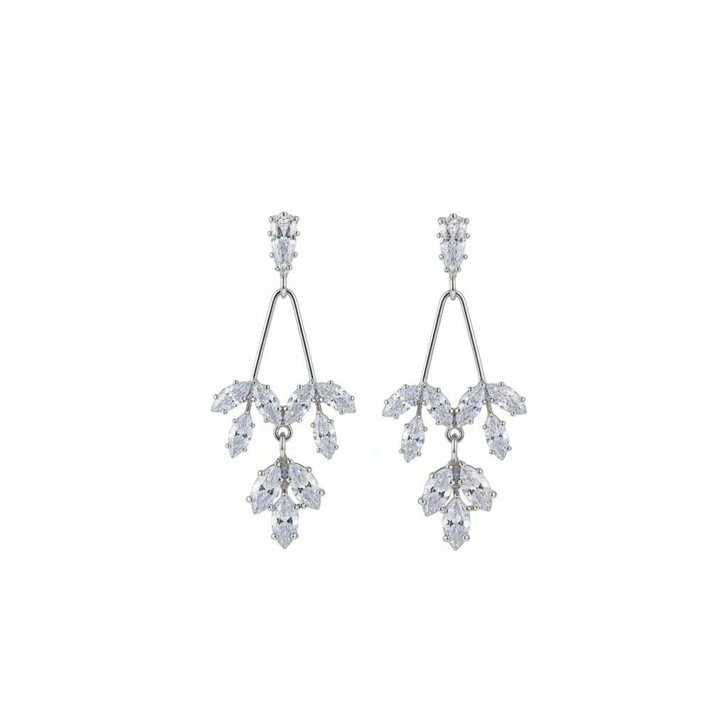 Silver Garden CZ Statement Earrings