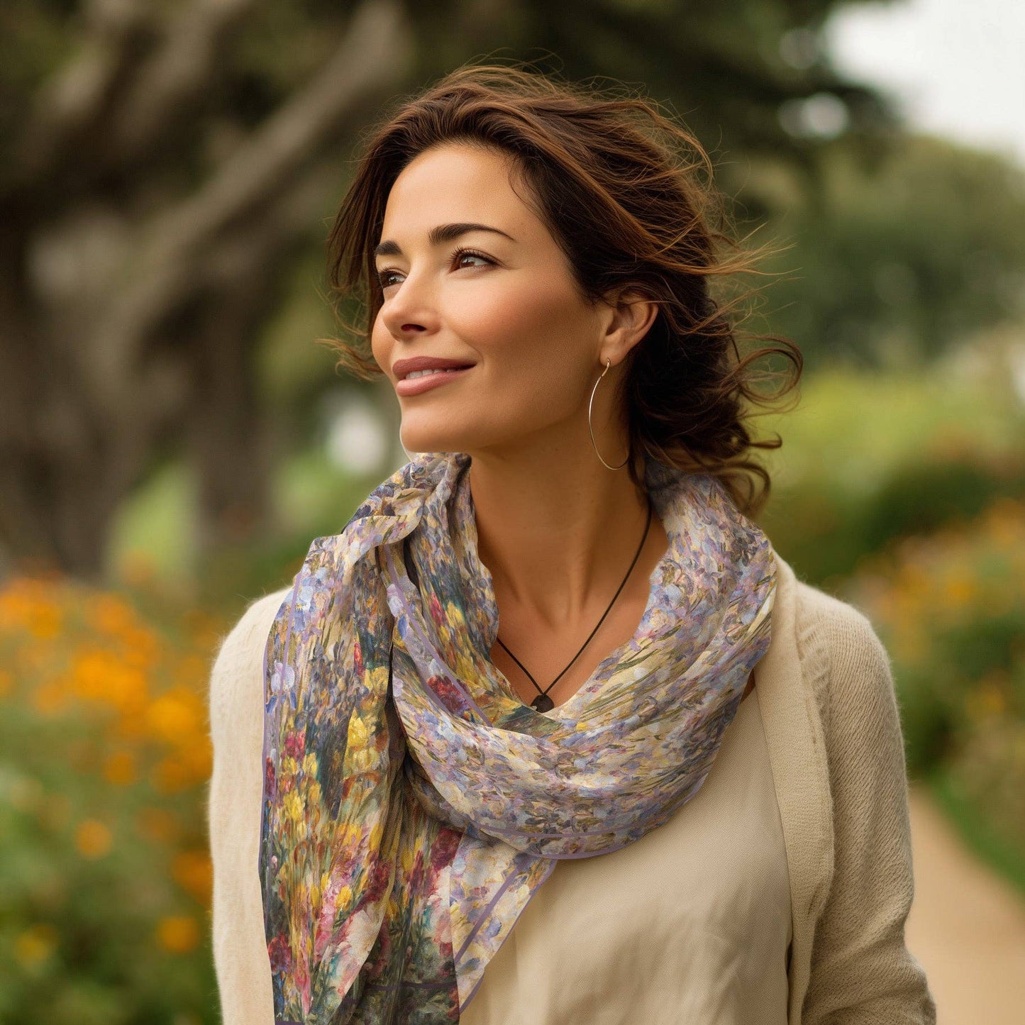 Tiffany Peonies & Iris Silk Blend Shawl – Lightweight Dressy