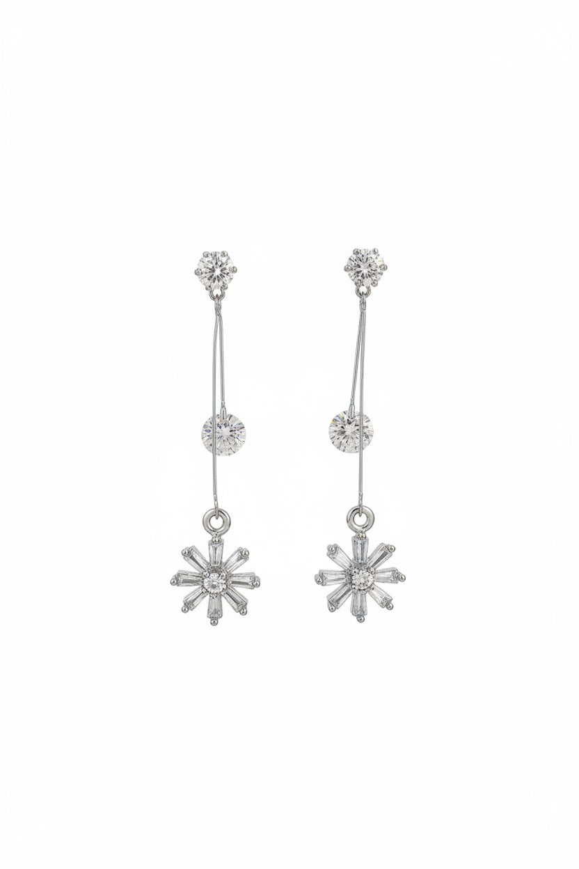 Silver Stardust CZ Drop Earrings