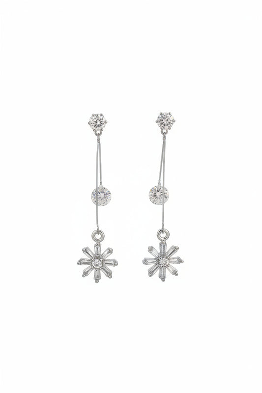 Silver Stardust CZ Drop Earrings