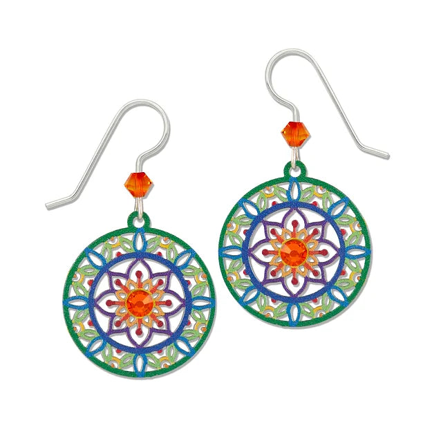 Vibrant Mandala w/ Orange Stones Earrings