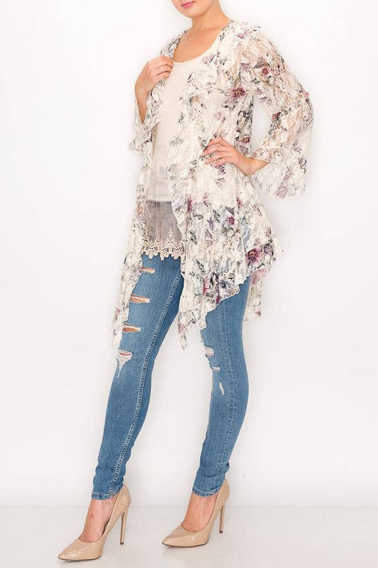 All Lace Cardigan With Ruffles