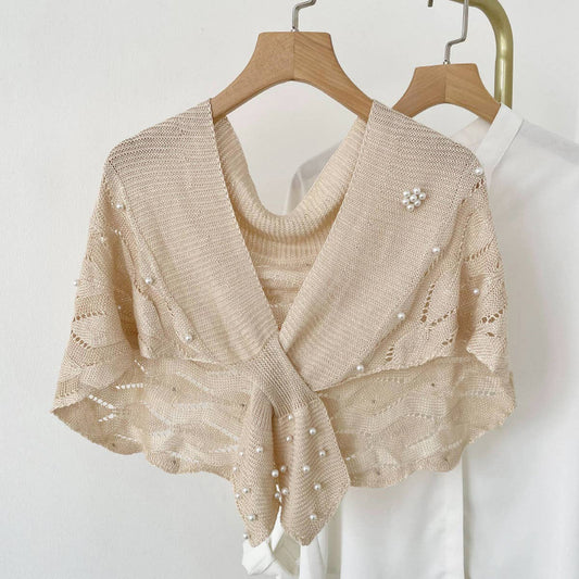 Stripped Outer Knitted Shawl