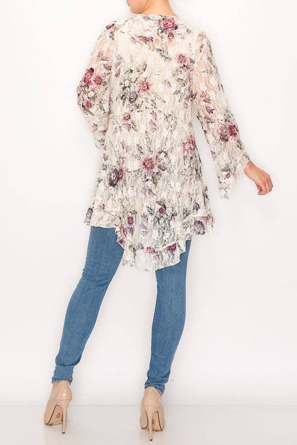 All Lace Cardigan With Ruffles