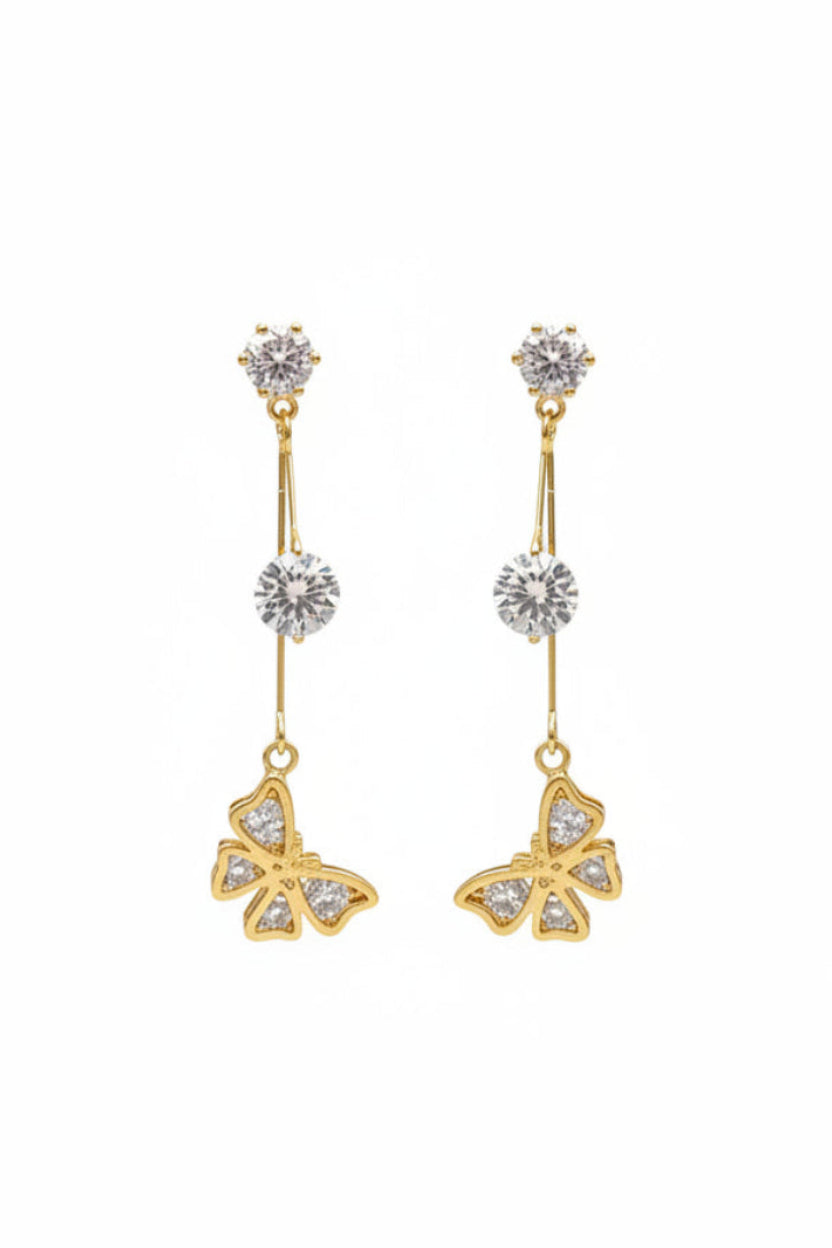 Golden Flutter Glow CZ Earrings