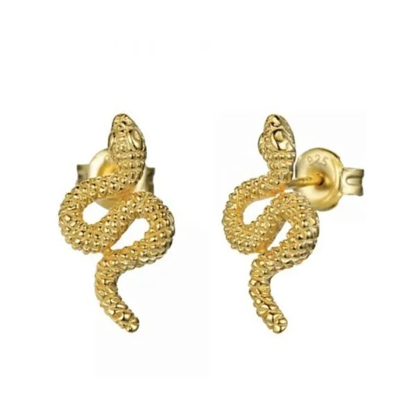Gold Coiled Snake Post Earrings