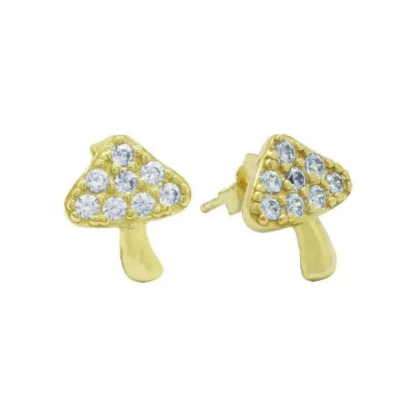 CZ Mushroom Stud Earrings