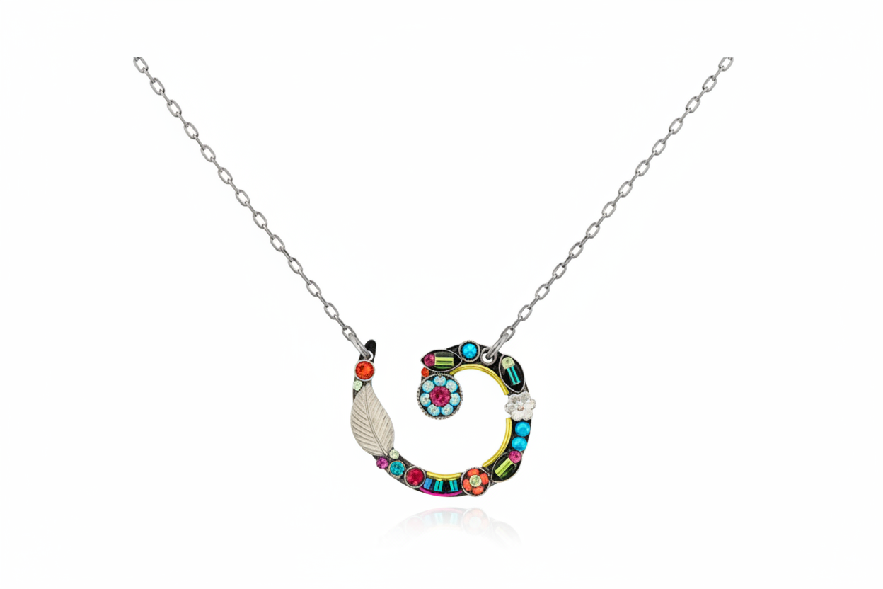 Spiral Flower Pendant Necklace