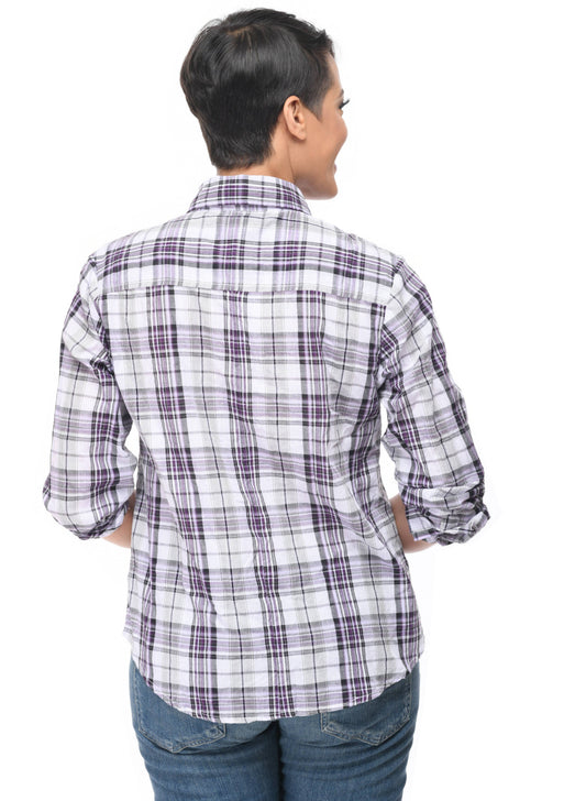 Boyfriend Shirt in Lilac Plaid