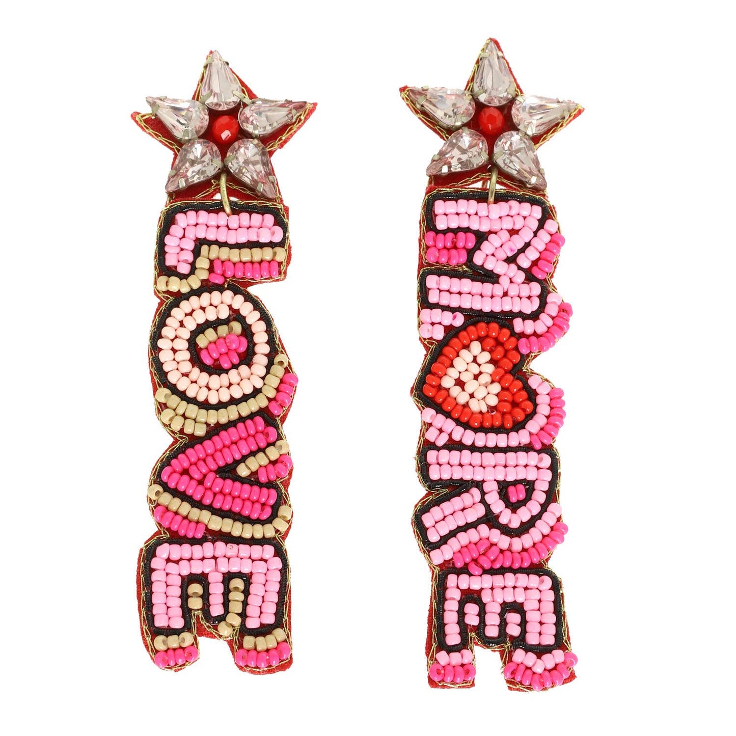 Love More Bead Embellished Earrings