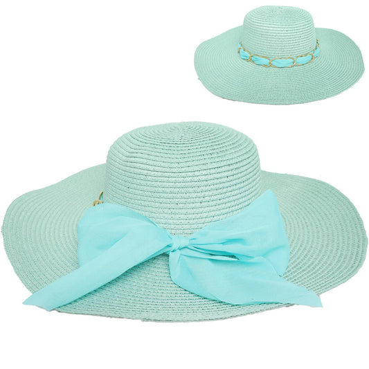 Aqua Coast Sheer Bow Sun Hat
