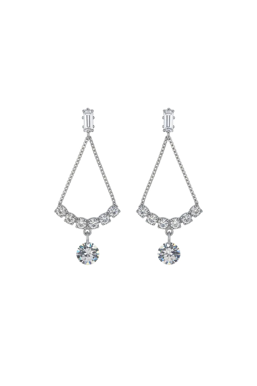 Silver Halo CZ Statement Earrings