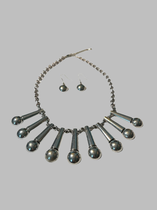 Bold Silver Chain Necklace Set