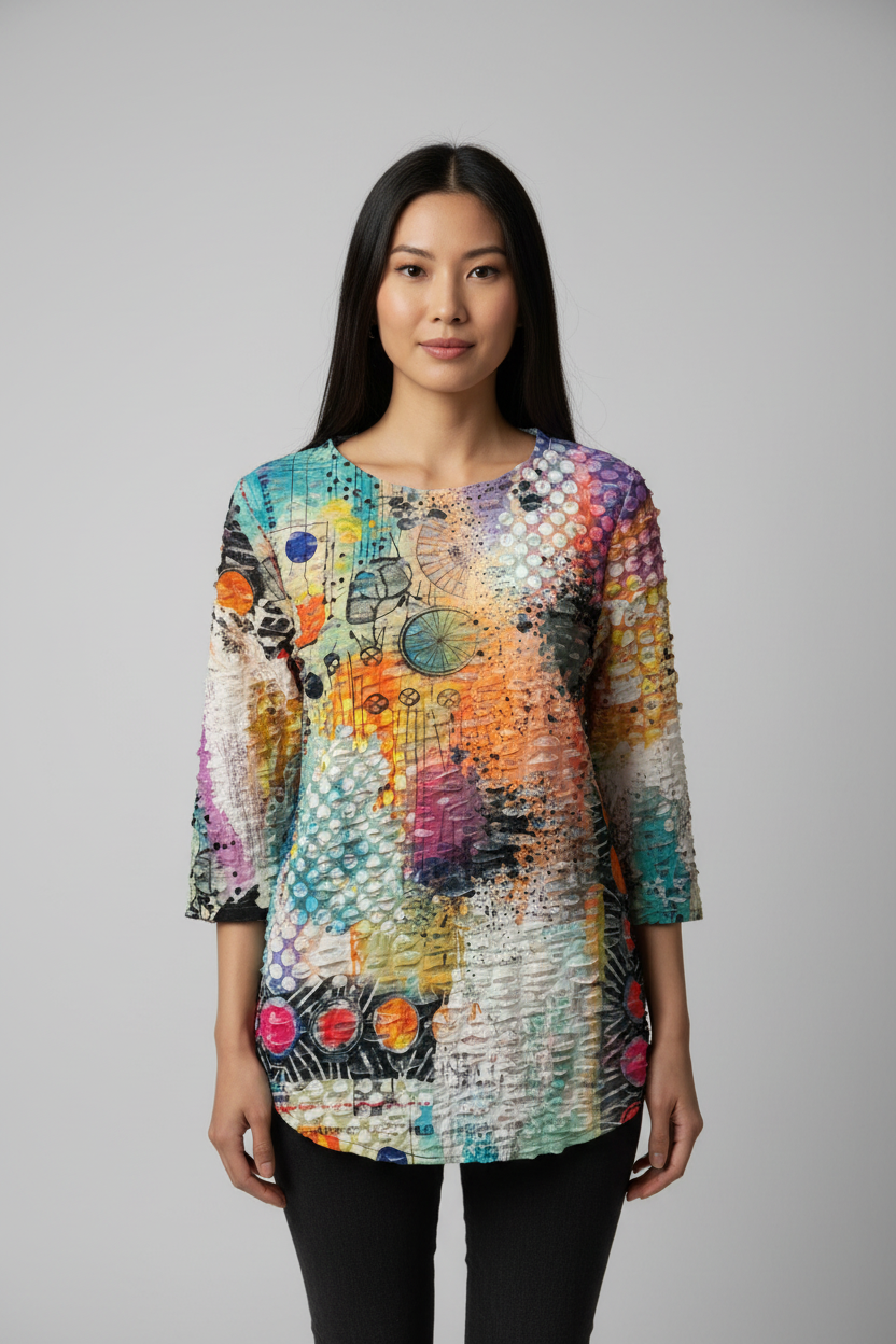 3/4 Double Gauze Spandex Top