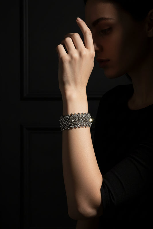 Four Point Silver Liquid Metal Bracelet