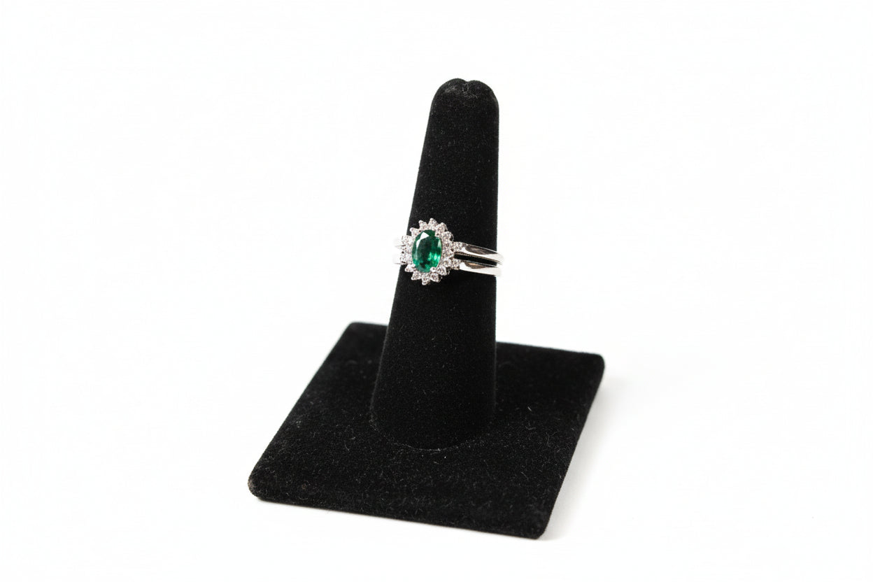 Reversible Emerald & Ruby Halo Ring