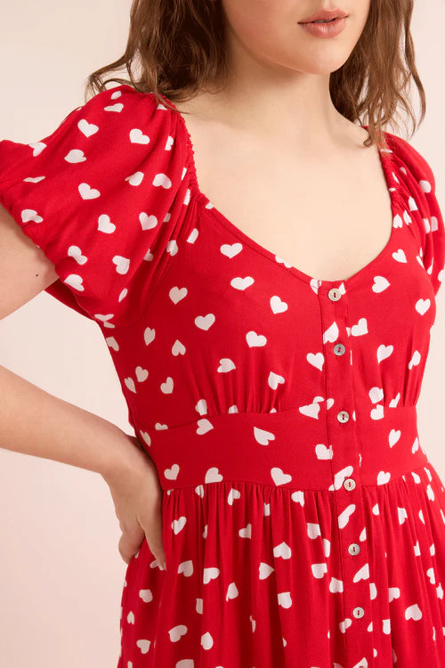 Heart of My Heart A-Line Dress In Red