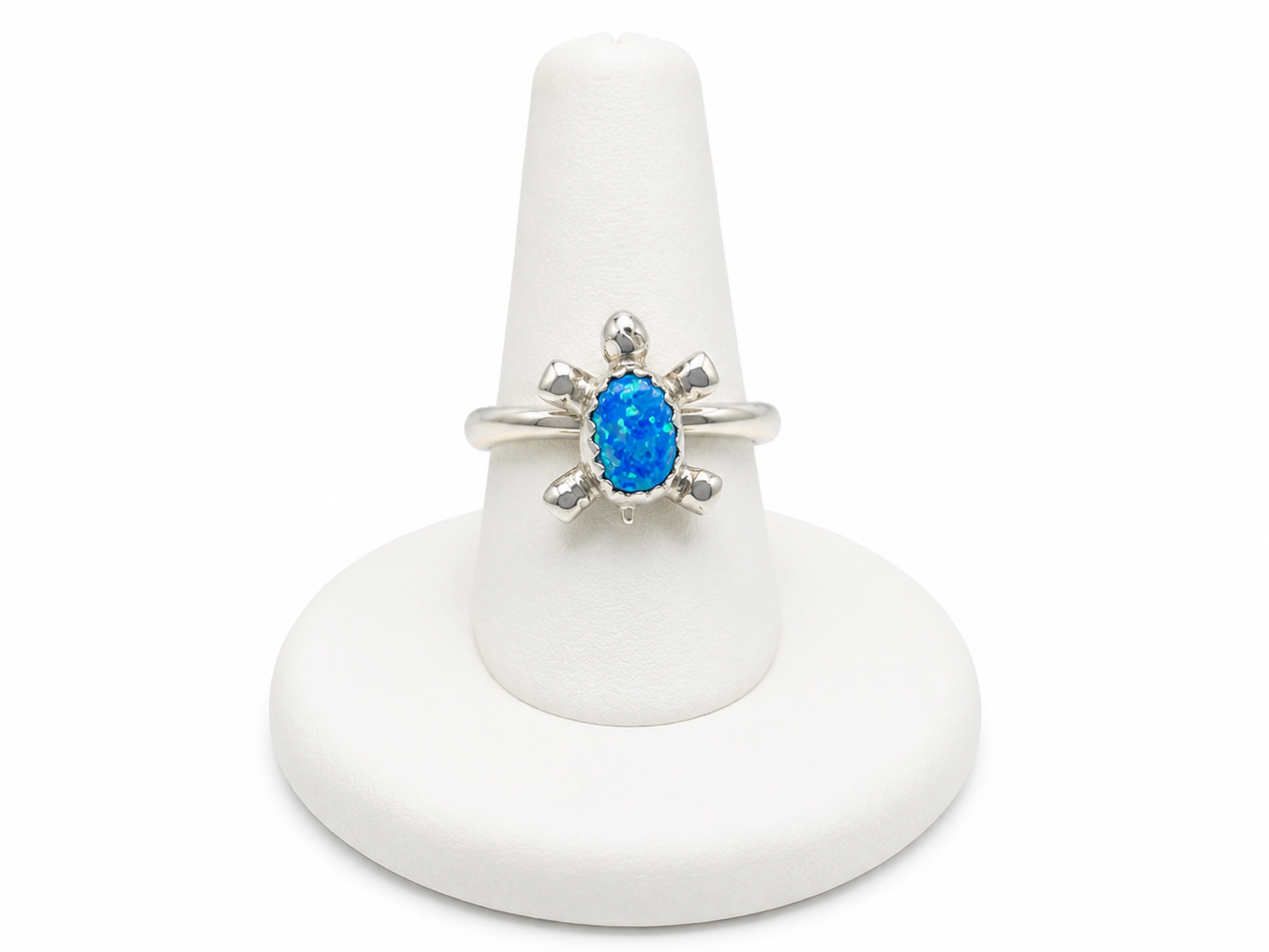 Blue Opal Sea Turtle Sterling Silver Ring
