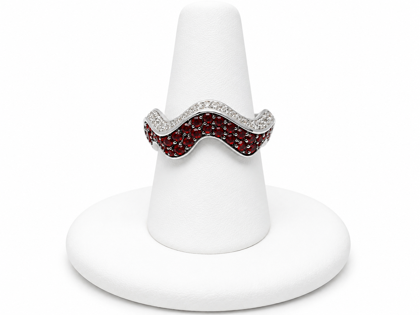 Sterling Silver Garnet Wave Ring